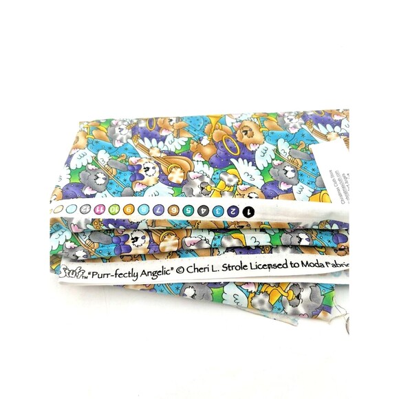 3 Pc KidStuff Purr-fectly Angelic Moda Fabrics Cotton Fabric 45"W 2 Yd Total NEW - Picture 6 of 7